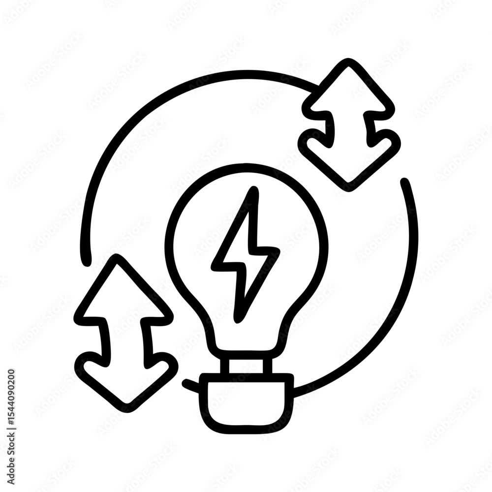 Poster creative process innovation lightbulb icon with arrows for idea generation and brainstorming concept