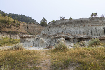 The Badlands rock formations at Theodore Roosevelt National Park, North Dakota
