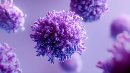 Vivid depiction of a virus highlighting its unique structure and intricate details in a colorful environment