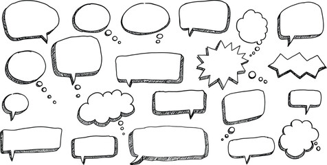 Obraz premium Hand-Drawn Doodle Speech Bubbles and Thought Clouds Collection - AI Generative 