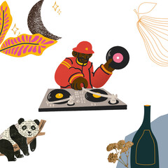 illustration of a dj in action