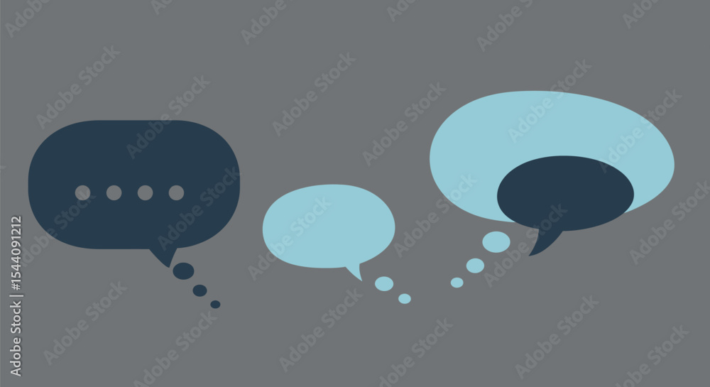 Poster minimalist speech bubbles on grey background ai generative