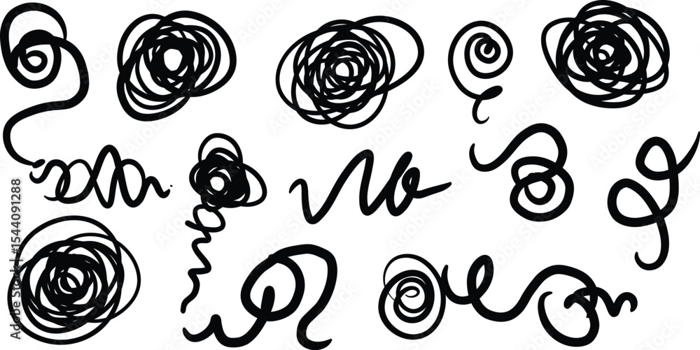 Poster black hand drawn scribble and swirl elements ai generative