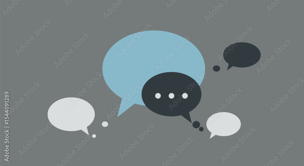Poster Colored Speech Bubbles on Grey Background AI Generative
