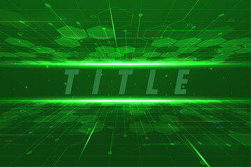 Abstract Green Digital Network Technology Background Futuristic Lines, Nodes, and Connections