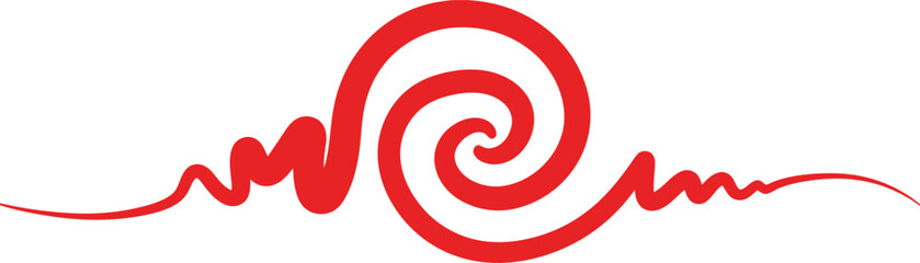 Red Swirl Line Art with Central Spiral AI Generative
