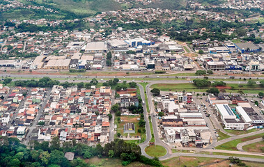 Aerial view in the proximity of the Brasilia International Airport, ParkWay and Nucleo Bandeirantes neighborhoods, Brazil, December 2022