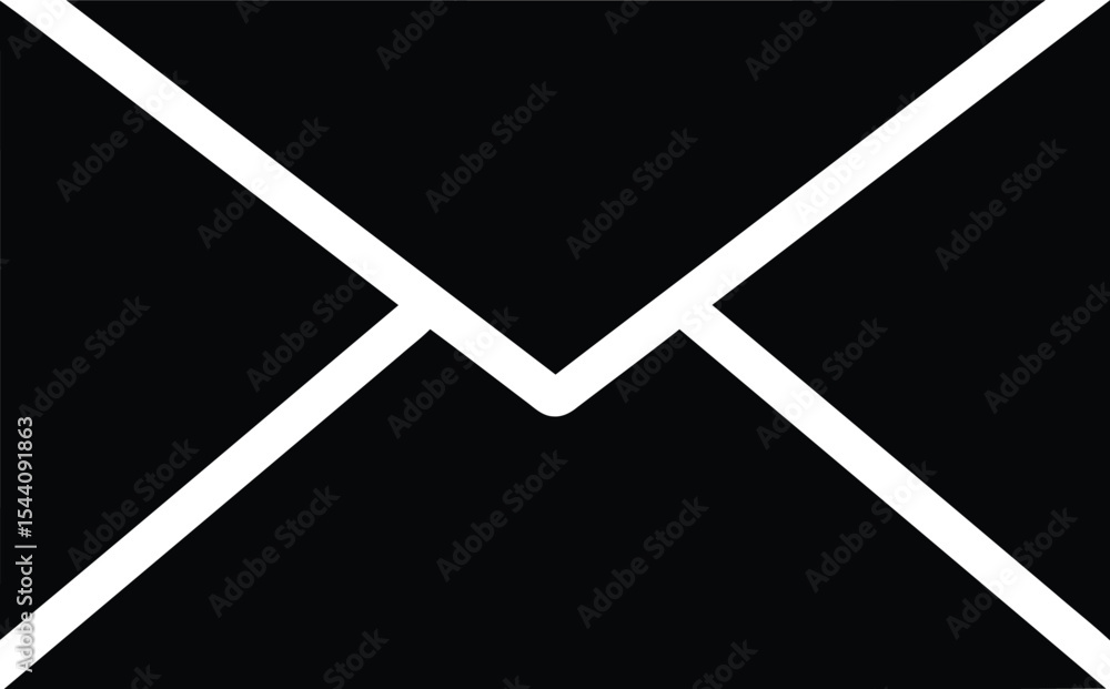 Fototapete solid black mail envelope icon with white outlines - ai generative