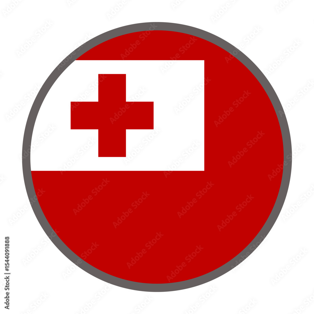 Poster round flag of tonga country on white background vector vector round flag