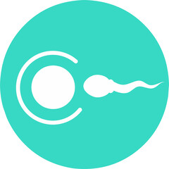 Fertilization sperm and ovum egg blue cyan color icon silhouette. Perfect for logo of fertility clinic.