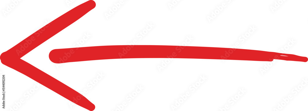 Aufkleber red curved left arrow with brushstroke texture style - ai generative