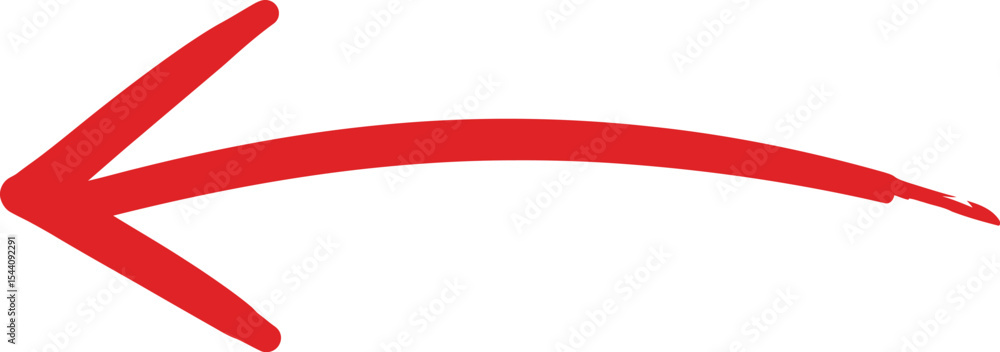 Aufkleber red curved left arrow with brushstroke texture - ai generative