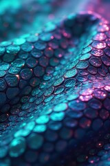 Shimmering teal and violet snakeskin, holographic iridescence , surface, shiny, background