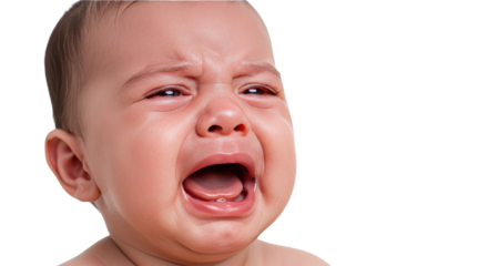 Crying Baby Face with Open Mouth and Tears Isolated.