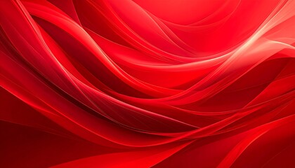 Abstract flowing red ribbons create a dynamic and elegant background with smooth, shiny, textures.