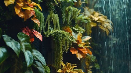 Lush indoor rain wall