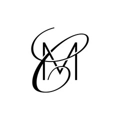 initial letter m with c script logo