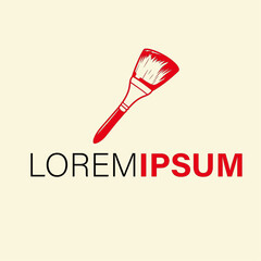 Red paintbrush logo isolated on white background