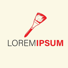 Red paintbrush logo isolated on white background