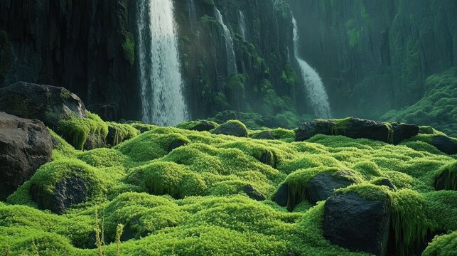 Lush moss waterfall