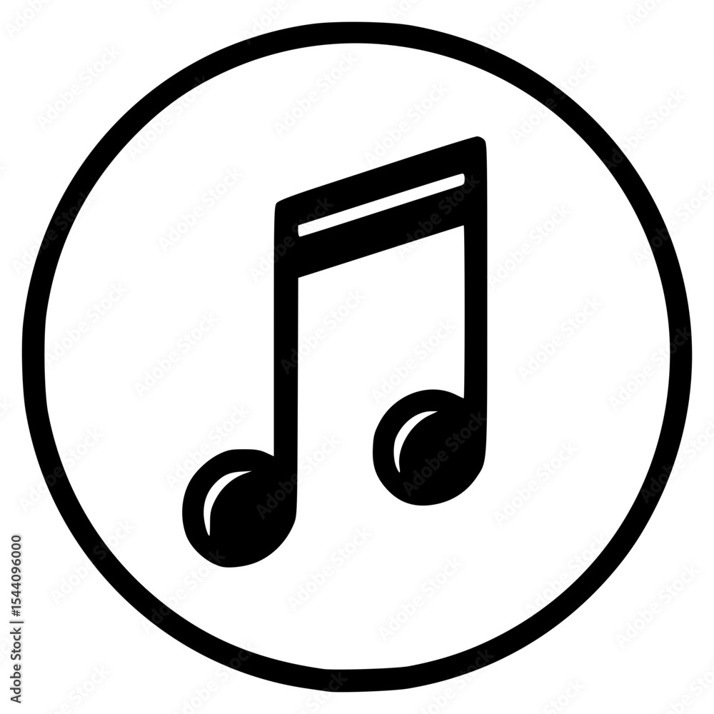 Poster vector design of a simple music note icon in a circular frame