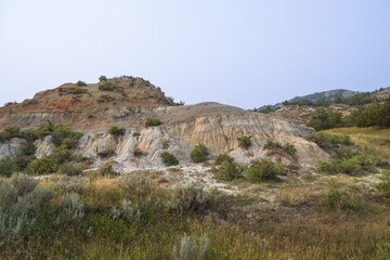 The badlands rock formations at Theodore Roosevelt National Park, North Dakota