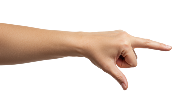 Hand Gesture Pointing and Thumbs Down on White Background.
