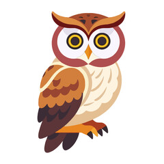 Fototapeta premium Adorable Brown Owl Illustration-Cute Cartoon Owl Image-Owl Vector Graphic for Kids-Animal Clip Art-Owl Design Element-Wildlife Art