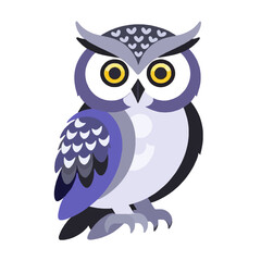 Cute Cartoon Owl Illustration - Adorable Bird with Big Yellow Eyes - Educational Animal Art for Kids and Nature Lovers