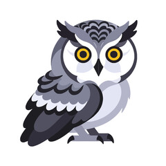 Fototapeta premium Cute Owl Vector Illustration - Adorable Cartoon Owl Design with Big Eyes - Perfect for Kids' Books and Educational Materials - Wildlife Illustration for Nature Lovers