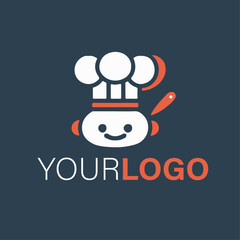 A cute robot chef logo design, perfect for food businesses