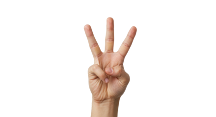 Human Hand Showing Number Three with Fingers Extended.