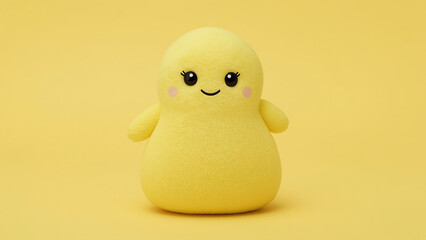 yellow plush toy cartoon character with smiling face