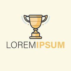 A gold trophy with stars is shown in this logo design