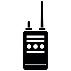 Fototapeta premium Minimal black silhouette of a walkie-talkie. Ideal for communication tools, security gear, emergency response, tactical tech, military devices, and radio equipment illustrations.