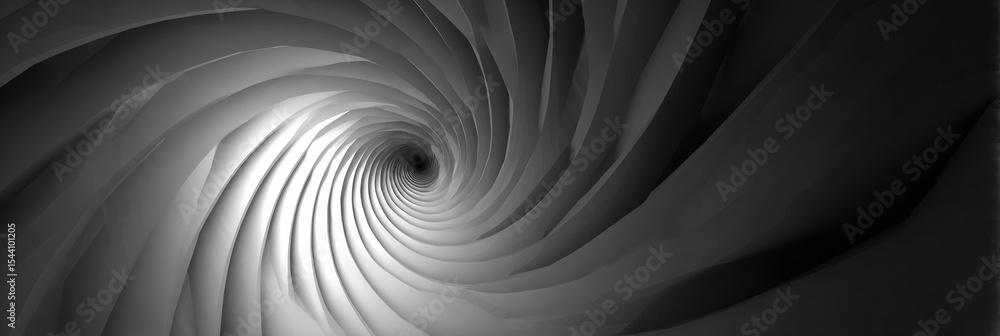 Poster Spiral Pattern in Grey Gradient Closes Inward, Creating an Illusion of Depth and Dimension