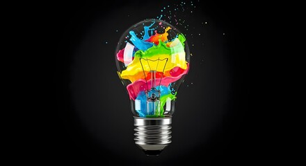 Light bulb exploding with rainbow colors symbolizing autism ADHD neurodiverse creativity and empowerment Conceptual Image