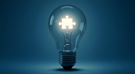 Illuminated light bulb with puzzle piece symbolizing autism and neurodiverse empowerment Conceptual Image