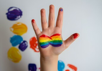 Rainbow infinity painted on hand symbolizing autism ADHD neurodiversity pride autism spectrum and inclusion