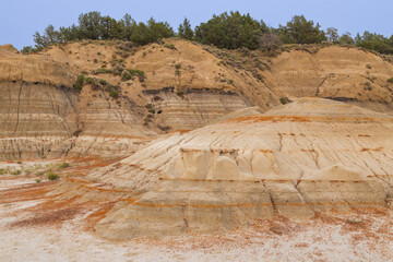 The badlands rock formations at Theodore Roosevelt National Park, North Dakota
