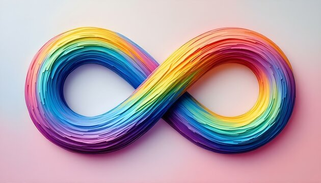 Colorful brushstroke infinity symbol on pastel background representing autism ADHD neurodiversity identity and cognitive pride - Powered by Adobe