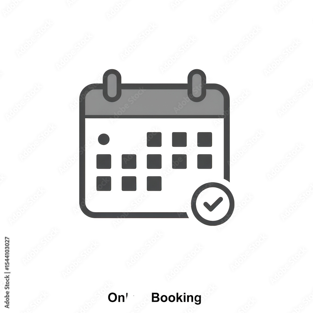 Poster calendar icon with checkmark confirmed booking date isolated on transparent background