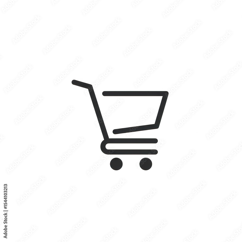 Poster simple shopping cart icon line art isolated on transparent background