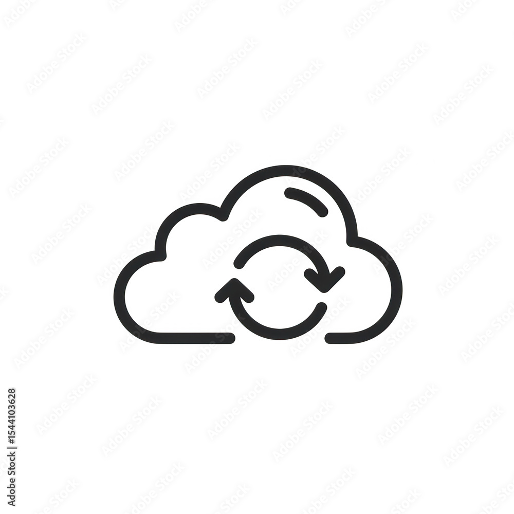 Poster cloud data synchronization icon isolated on transparent background
