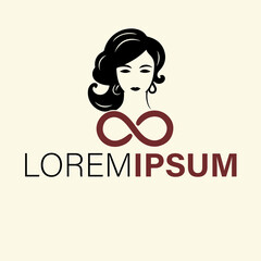 Elegant womans face logo with infinity symbol