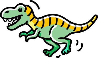 Green Yellow Cartoon Tyrannosaurus Rex Running t rex