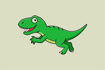 Green Cartoon Tyrannosaurus Rex Leaping Joyfully t rex