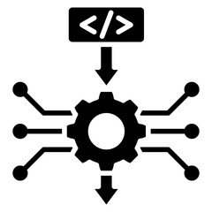 Inference glyph icon, use for machine learning, education, technology industry, UI, UX kit, app and web development, digital or print.