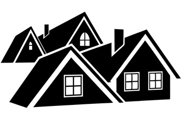 Black and White House Rooftops Illustration roofs