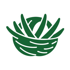 Dark Green Nest Icon Eco Friendly Nature Plant Leaves Organic Symbol Illustration